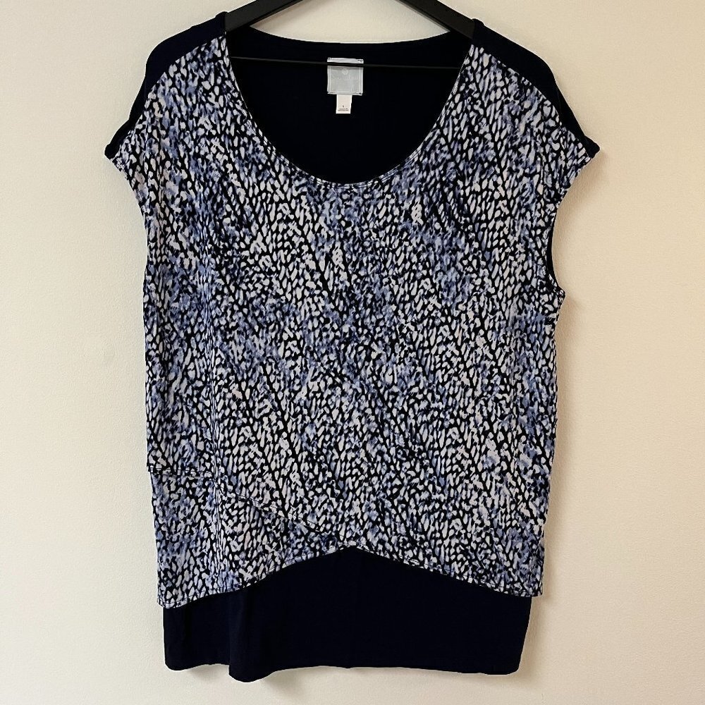 Sunday Blue & White Watercolor Shirt - Size Large